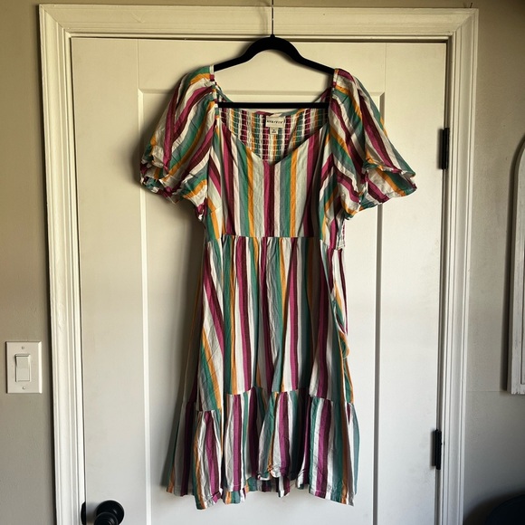 Multicolor Striped Tiered Dress - Picture 2 of 5
